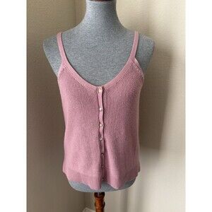 Abercrombie & Fitch Size Small Rose Pink Button Front Detail Knitted Tank Top
